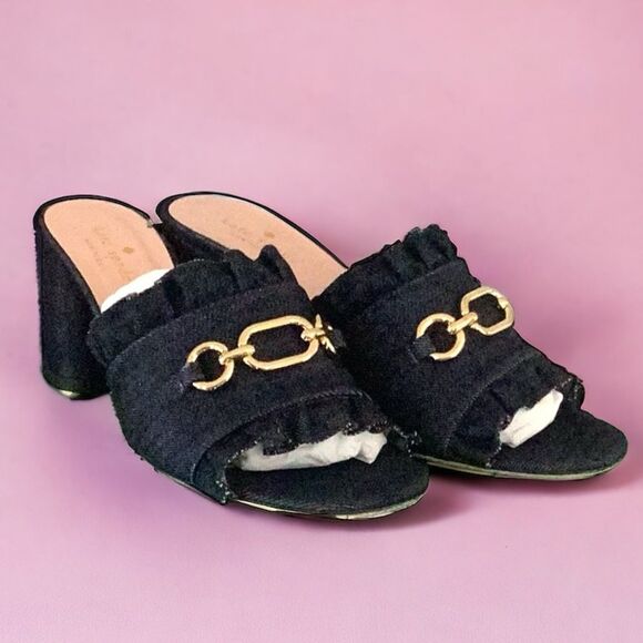 KATE SPADE DEMMI BLUE INDIGO DENIM SANDAL SHOES WITH BOX SIZE 8M - Picture 4 of 11